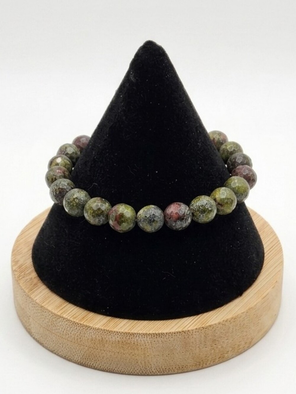 Dragons Blood Jasper Natural Stone Bead Stretch Bracelet Faceted Beads NWT